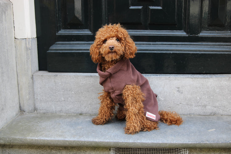 honden fleece trui | dog sweater | bruin